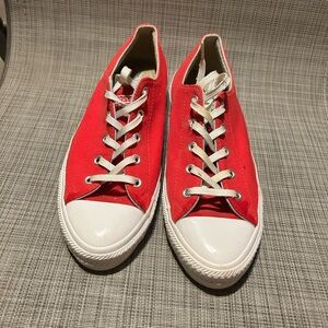 Red and white Converse trainers #sneakers #trainers